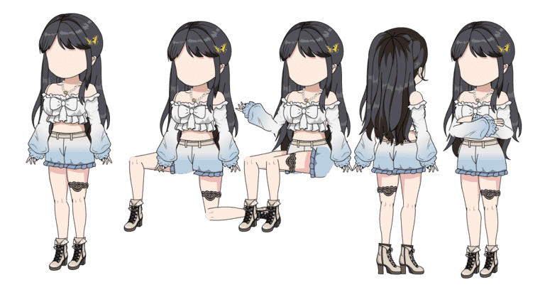 AN人物带万能动作，清纯女