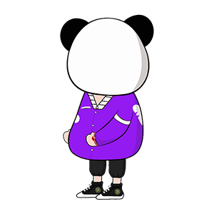 AN人物 熊猫人 紫衣服 黑色鞋