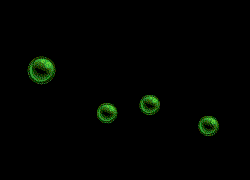 绿色气泡上升破碎